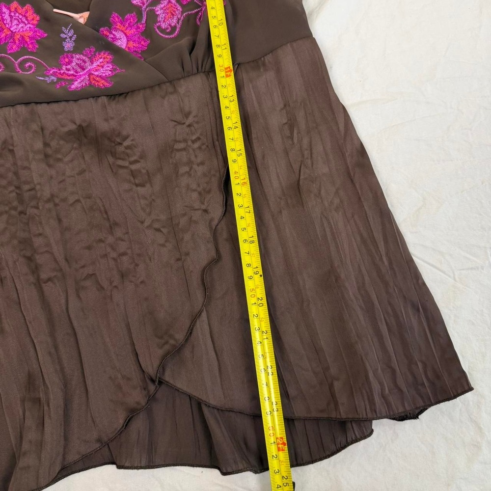 Vintage y2k Bandolino brown & pink floral embroidered design babydoll fairy top - Picture 4 of 8